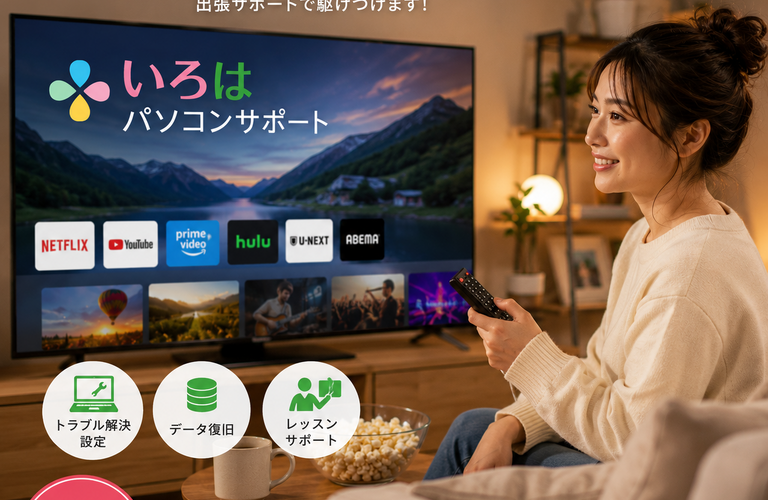 視聴がもっと簡単に！無料動画配信サービスで楽しもう！パソコントラブル即解決！｜千葉県パソコン修理、トラブル解決、設定、データ復旧、レッスン等、出張サポートにて駆けつけます！いろはパソコンサポート