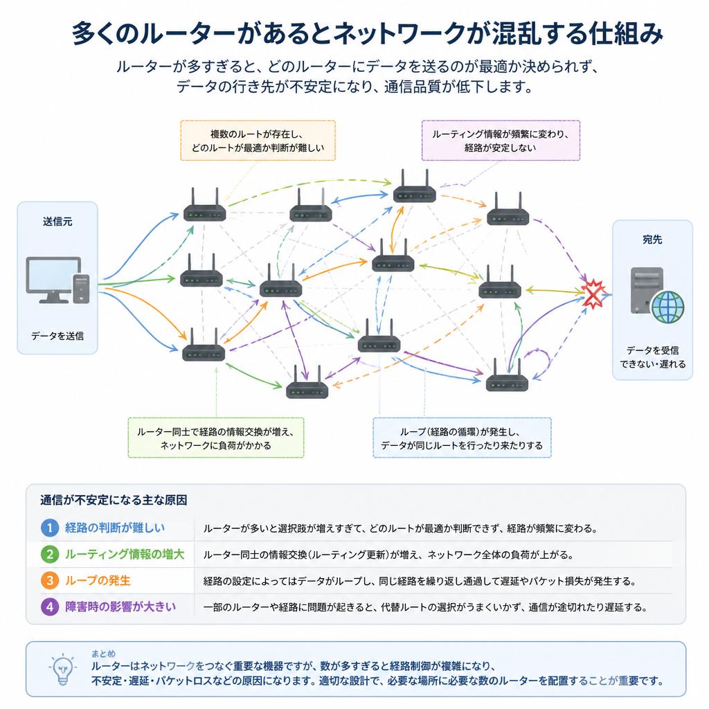 デメリット3: 双方のルーターが主導権を争う