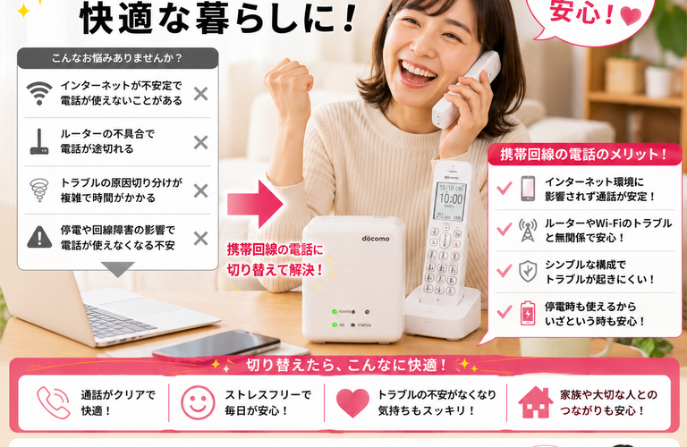 あなたの固定電話、携帯電波（モバイル回線）のサービスに変える場合のメリットとデメリット！パソコントラブル即解決！｜千葉県パソコン修理、トラブル解決、設定、データ復旧、レッスン等、出張サポートにて駆けつけます！いろはパソコンサポート