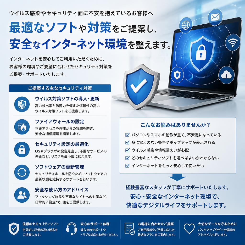 セキュリティ対策もお任せ！