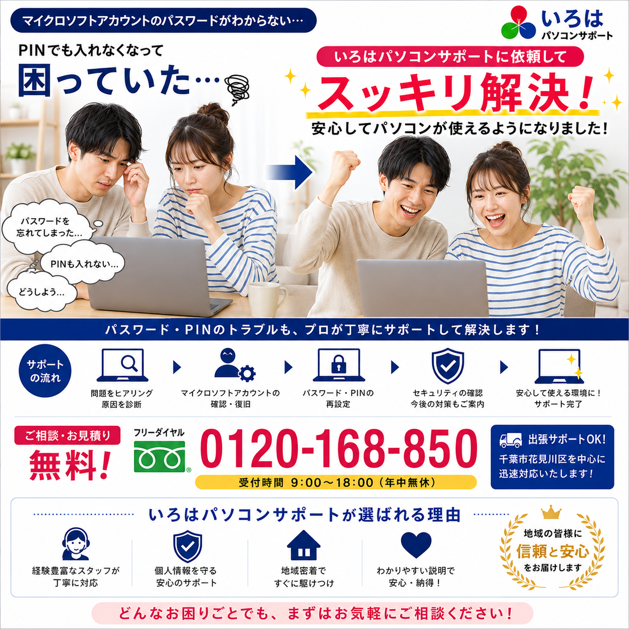 「Microsoftアカウントのトラブル、いろはパソコンサポートが即解決！」パソコントラブル即解決！｜千葉県パソコン修理、トラブル解決、設定、データ復旧、レッスン等、出張サポートにて駆けつけます！いろはパソコンサポート