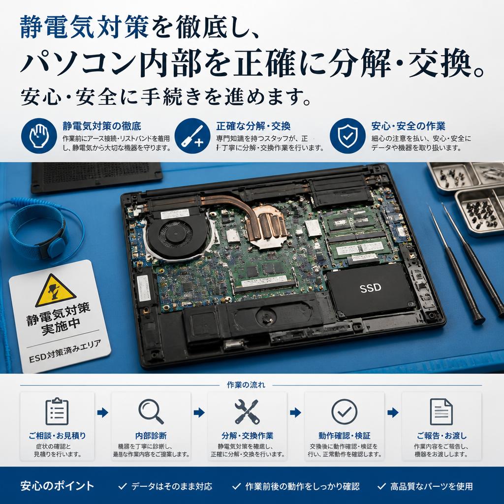 静電気対策と精密作業