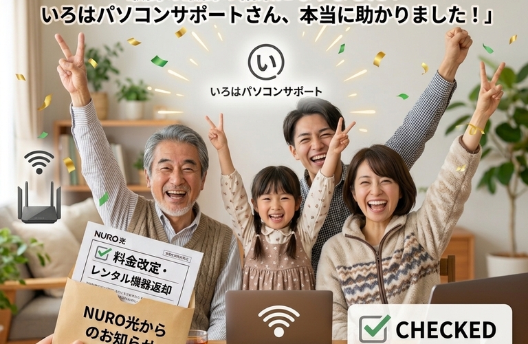 今回のNURO光から届いた「料金改定・レンタル機器返却方法変更」のお知らせは、乗り換えを考える一つの良いタイミングだと思います。！今こそ賢いインターネット選びを！パソコントラブル即解決！｜千葉県パソコン修理、トラブル解決、設定、データ復旧、レッスン等、出張サポートにて駆けつけます！いろはパソコンサポート