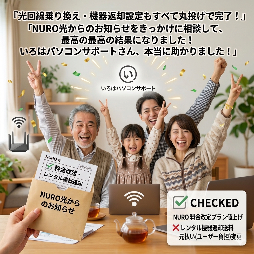 今回のNURO光から届いた「料金改定・レンタル機器返却方法変更」のお知らせは、乗り換えを考える一つの良いタイミングだと思います。！今こそ賢いインターネット選びを！