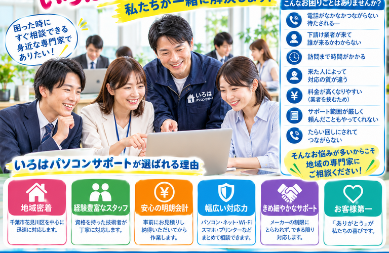 身近なデジタルサポート、いろはパソコンサポート！