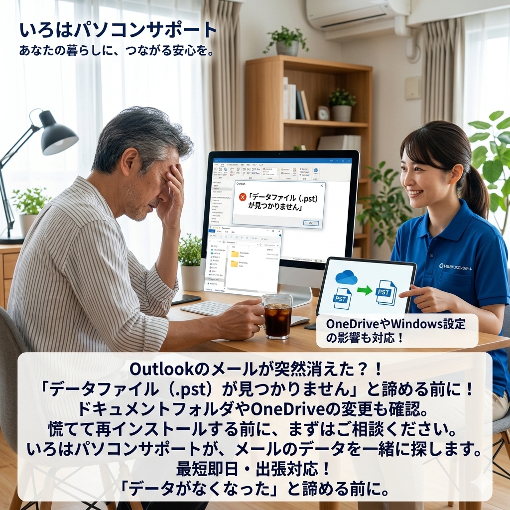 データファイル（.pst）の影響