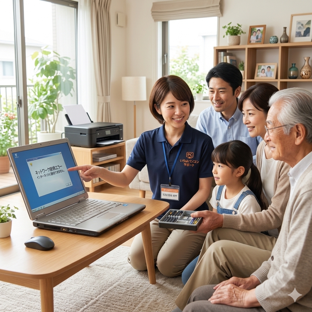 パソコンの「困った！」を、すぐに相談できる安心。パソコントラブル即解決！｜千葉県パソコン修理、トラブル解決、設定、データ復旧、レッスン等、出張サポートにて駆けつけます！いろはパソコンサポート