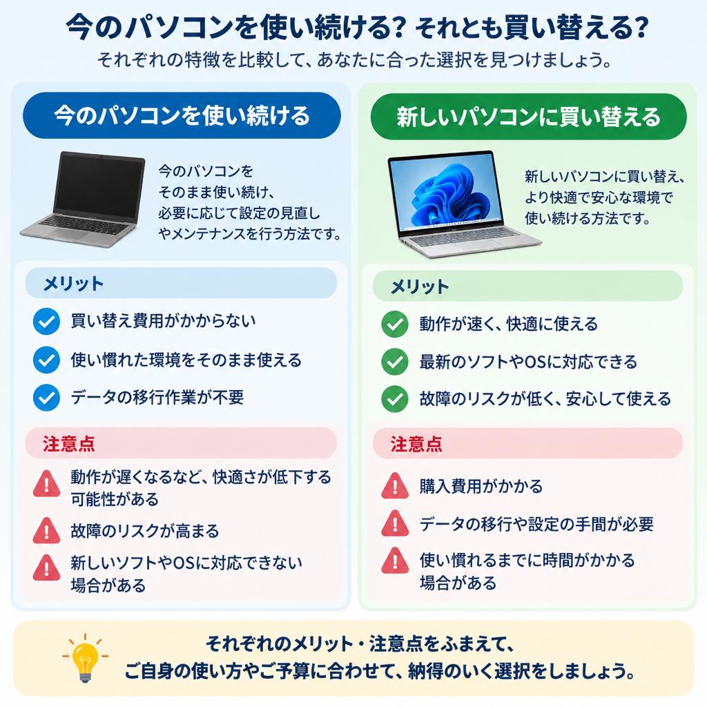 買い替えを無理に勧めません。納得できる方法を一緒に
